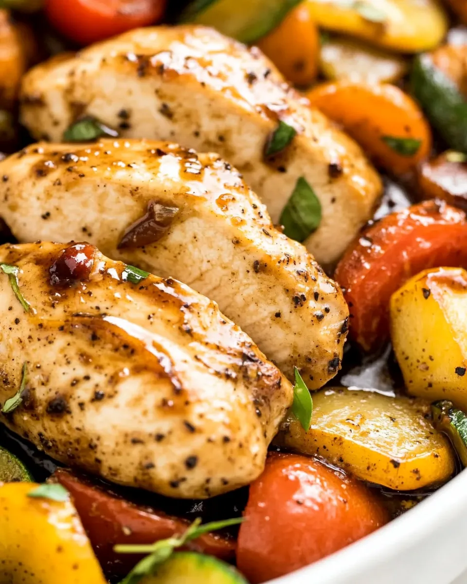 Healthy One-Skillet Balsamic Chicken and Vegetables recipe photo