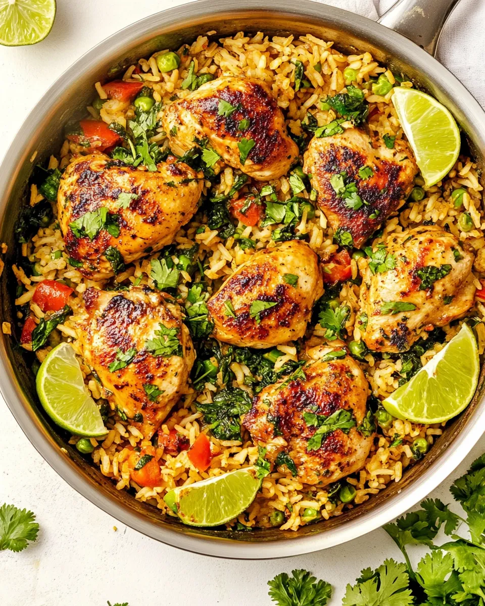 Delicious One Pan Cilantro Lime Chicken and Rice image