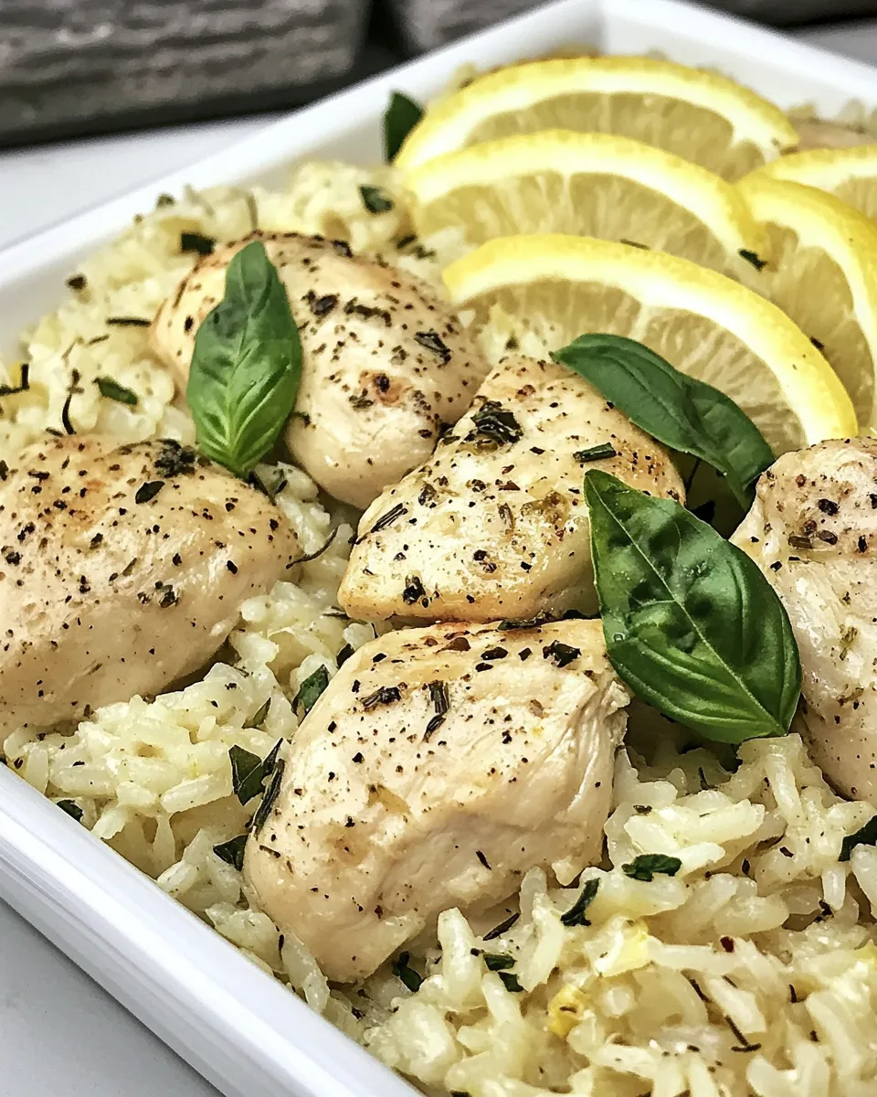 Savory One Pan Lemon Basil Chicken and Rice dish photo