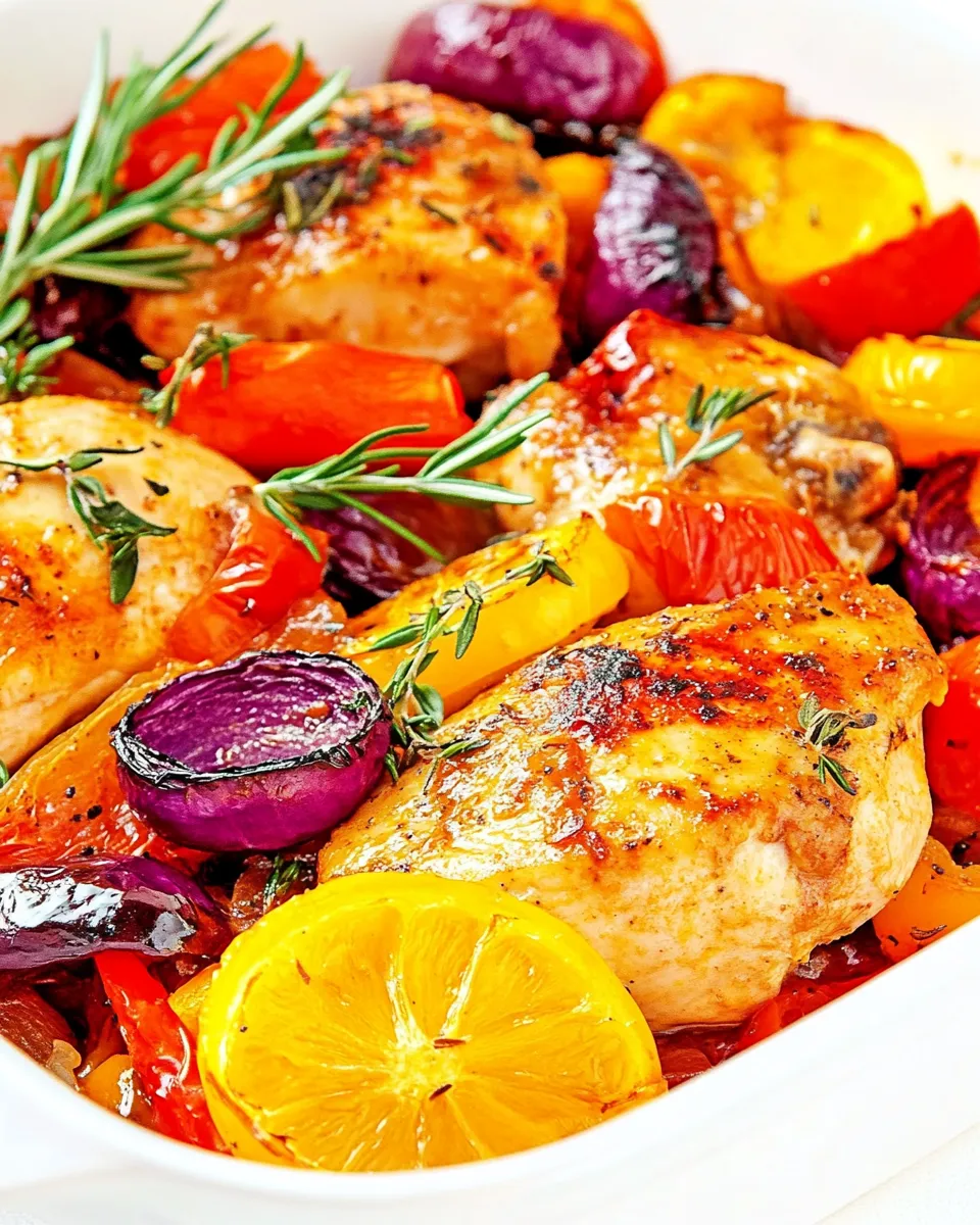 Delicious One Pan Mediterranean Chicken plate image