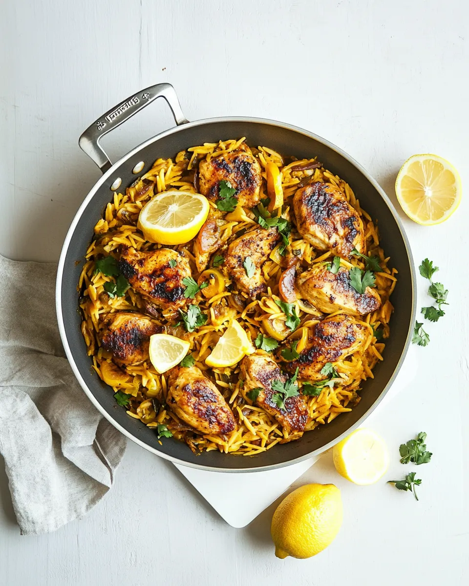 Healthy One Pan Moroccan Lemon Chicken with Orzo recipe photo