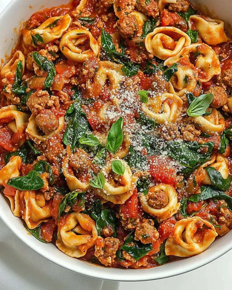 Easy One Pan Turkey Sausage Spinach and Marinara Tortellini photo