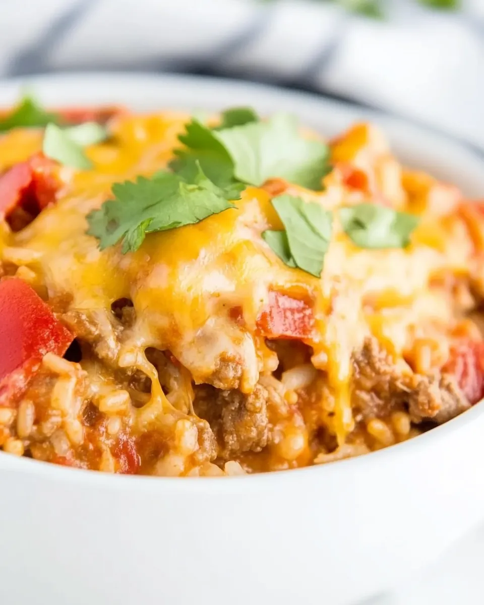 Classic One Pot Cheesy Mexican Beef and Rice dish photo