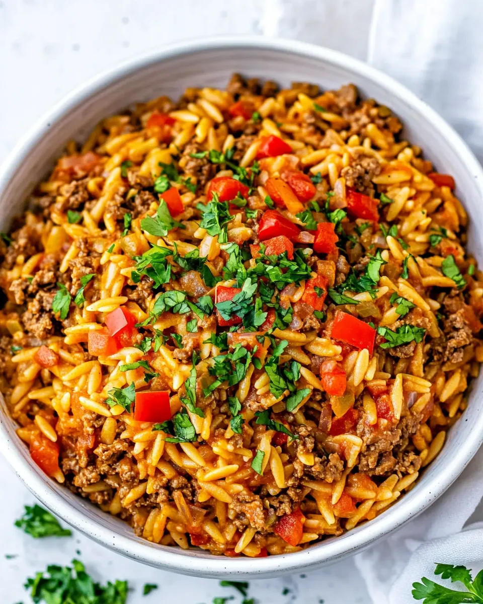 Delicious One Pot Cheesy Taco Orzo image
