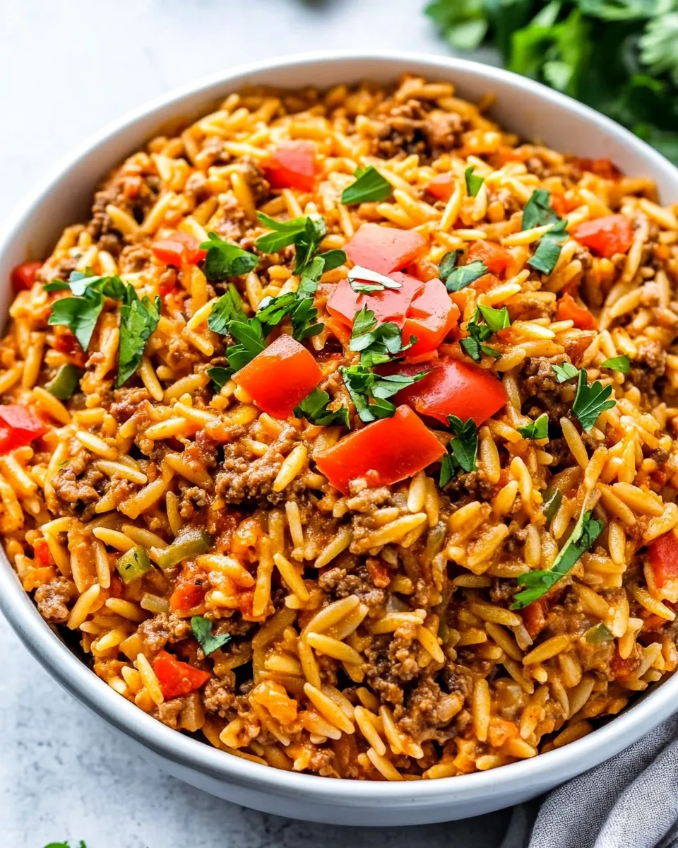 Quick One Pot Cheesy Taco Orzo recipe photo