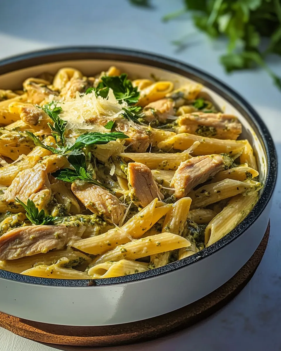 Simple One Pot Chicken Caesar Pesto Pasta. recipe photo