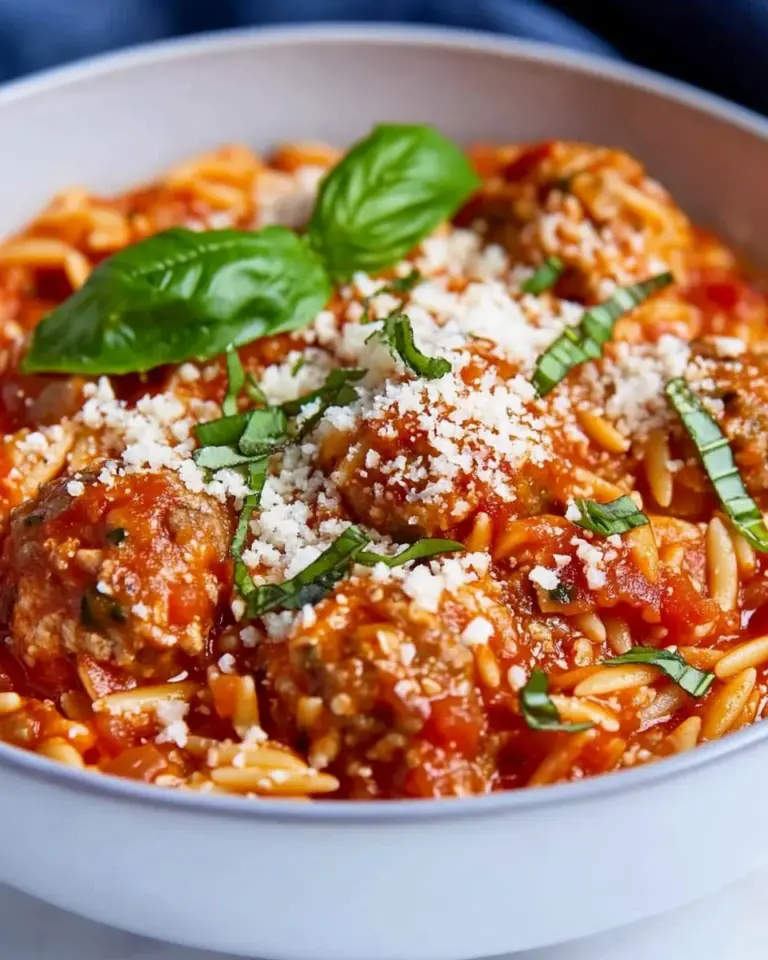 Easy One Pot Chicken Meatball Orzo photo