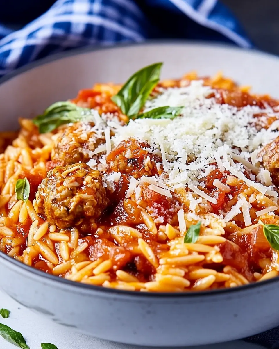 Homemade One Pot Chicken Meatball Orzo recipe photo