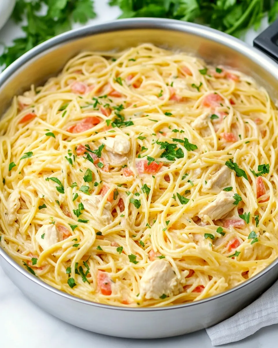 Homemade One Pot Chicken Spaghetti dish photo
