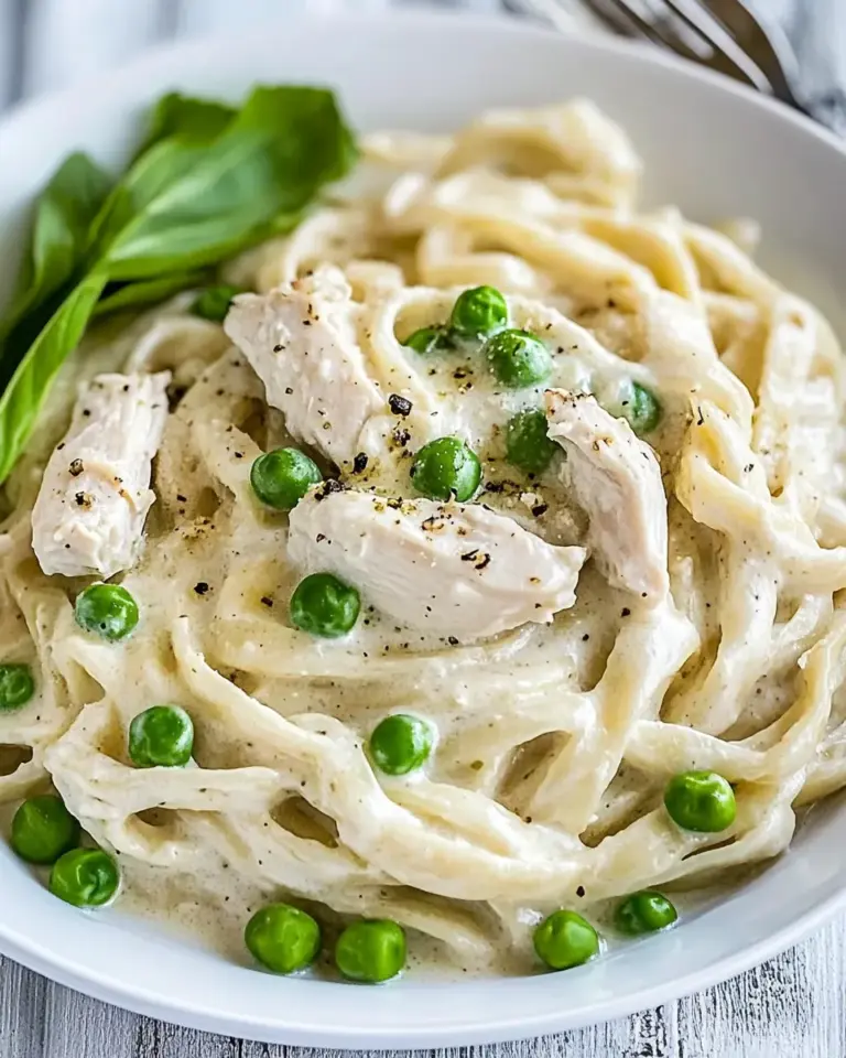 Easy One Pot Chicken and Peas Fettuccine Alfredo photo
