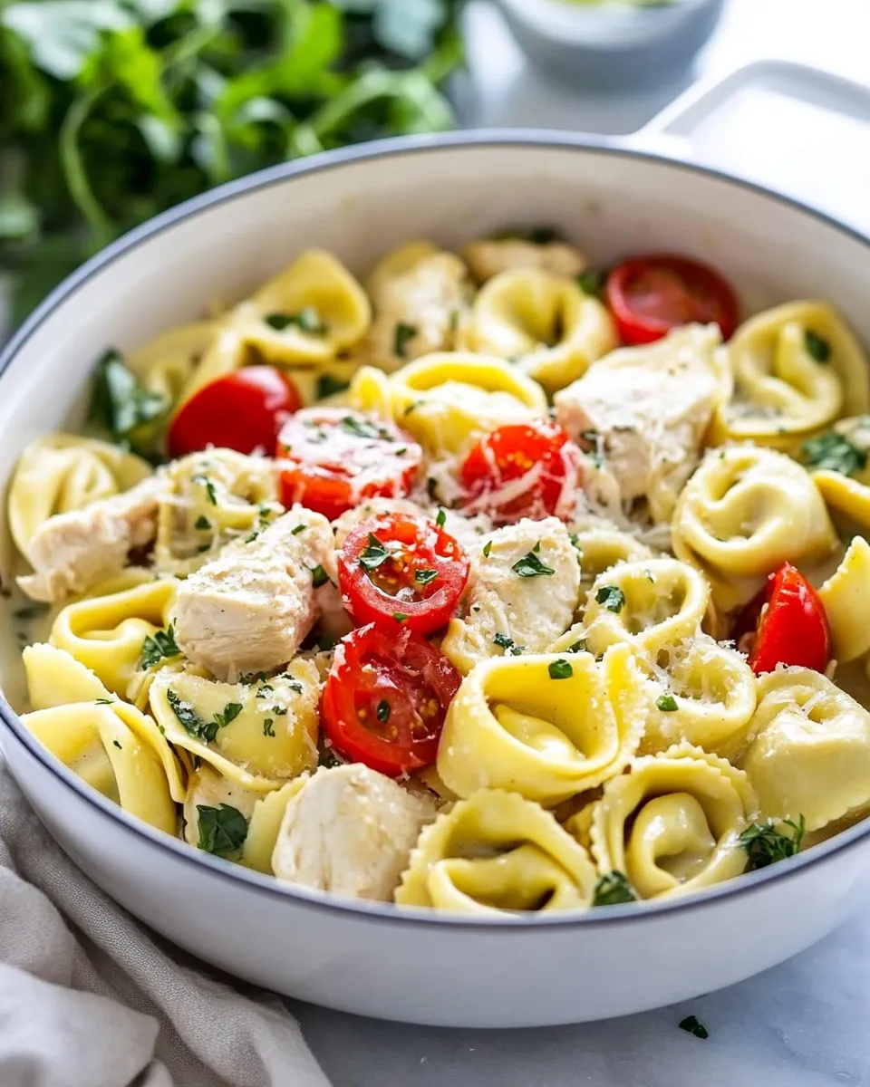 Classic One Pot Creamy Parmesan Chicken Tortellini dish photo