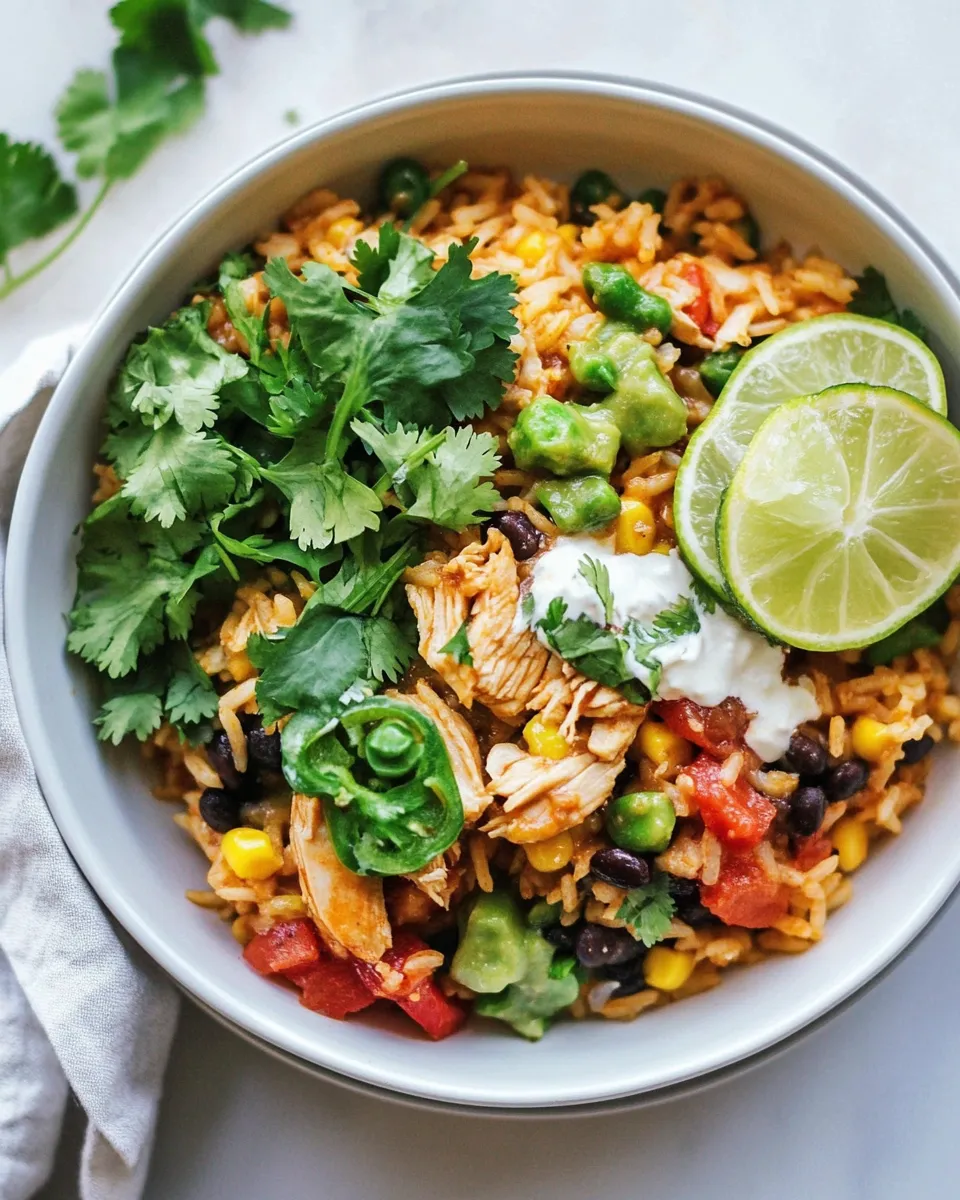 Delicious One Pot Mexican Chicken and Rice plate image