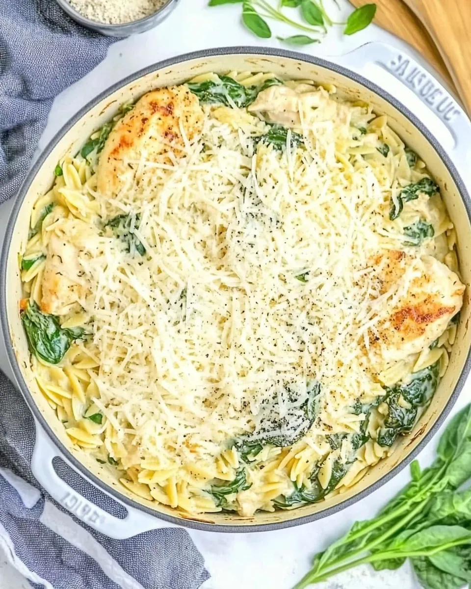 Healthy One Pot Spinach Artichoke Chicken Orzo recipe photo