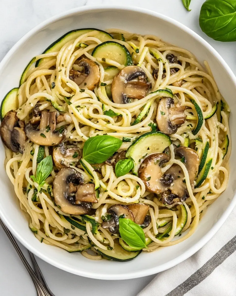 Healthy One Pot Zucchini and Mushroom Spaghetti shot