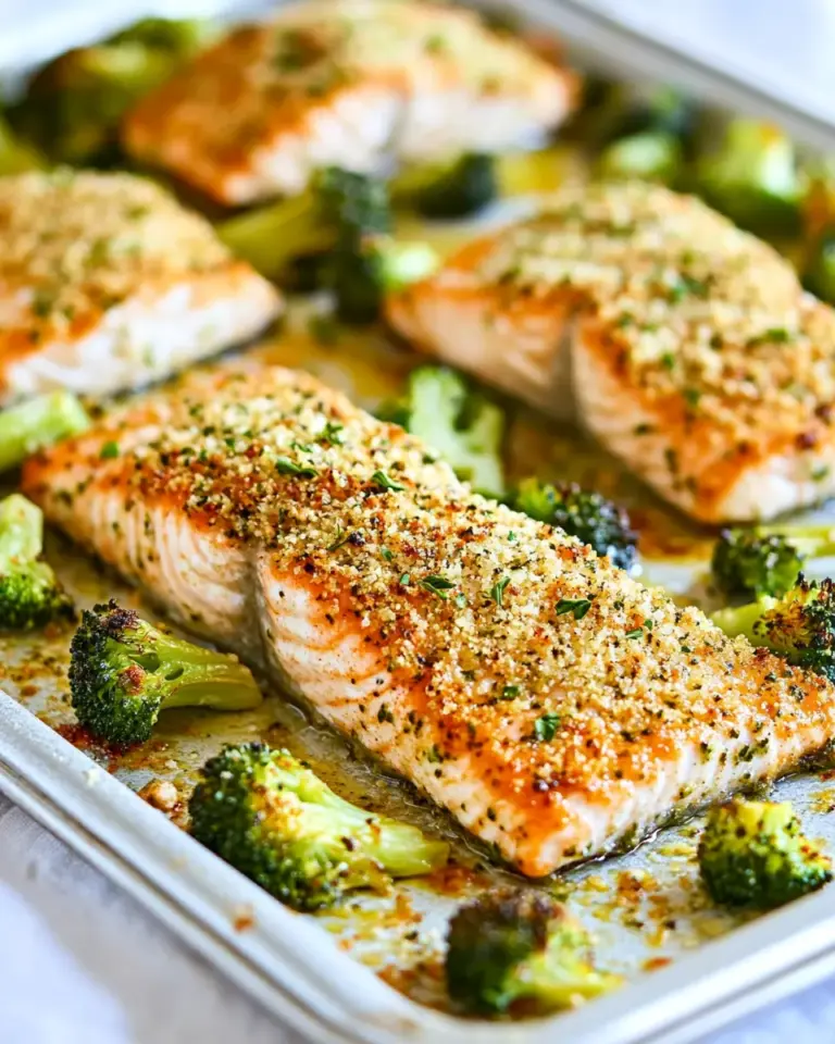 Easy One Sheet Pan Parmesan Crusted Salmon with Roasted Broccoli photo