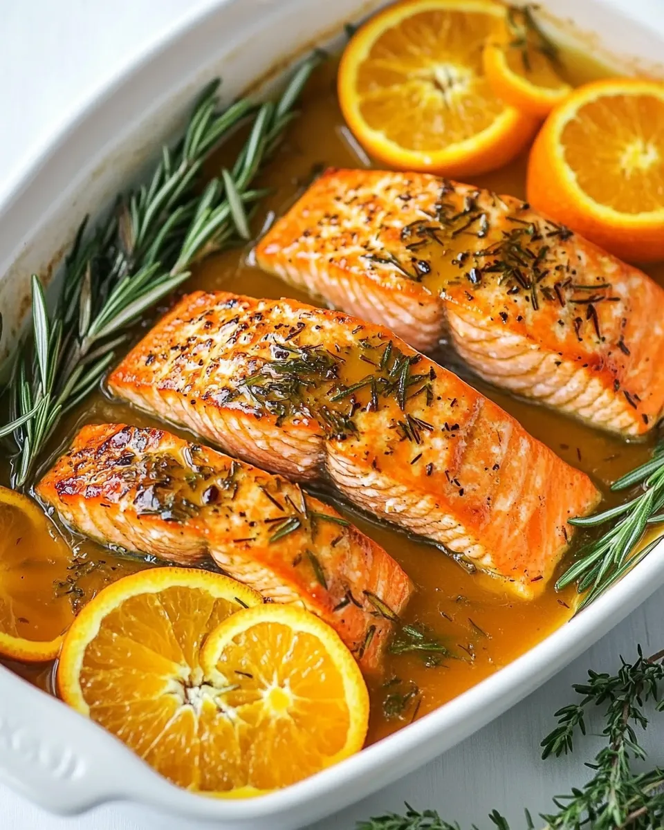 Classic Orange Glazed Salmon with Rosemary food shot