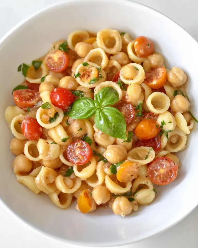 Homemade Orecchiette Pasta, Chickpeas, and Cherry Tomatoes photo