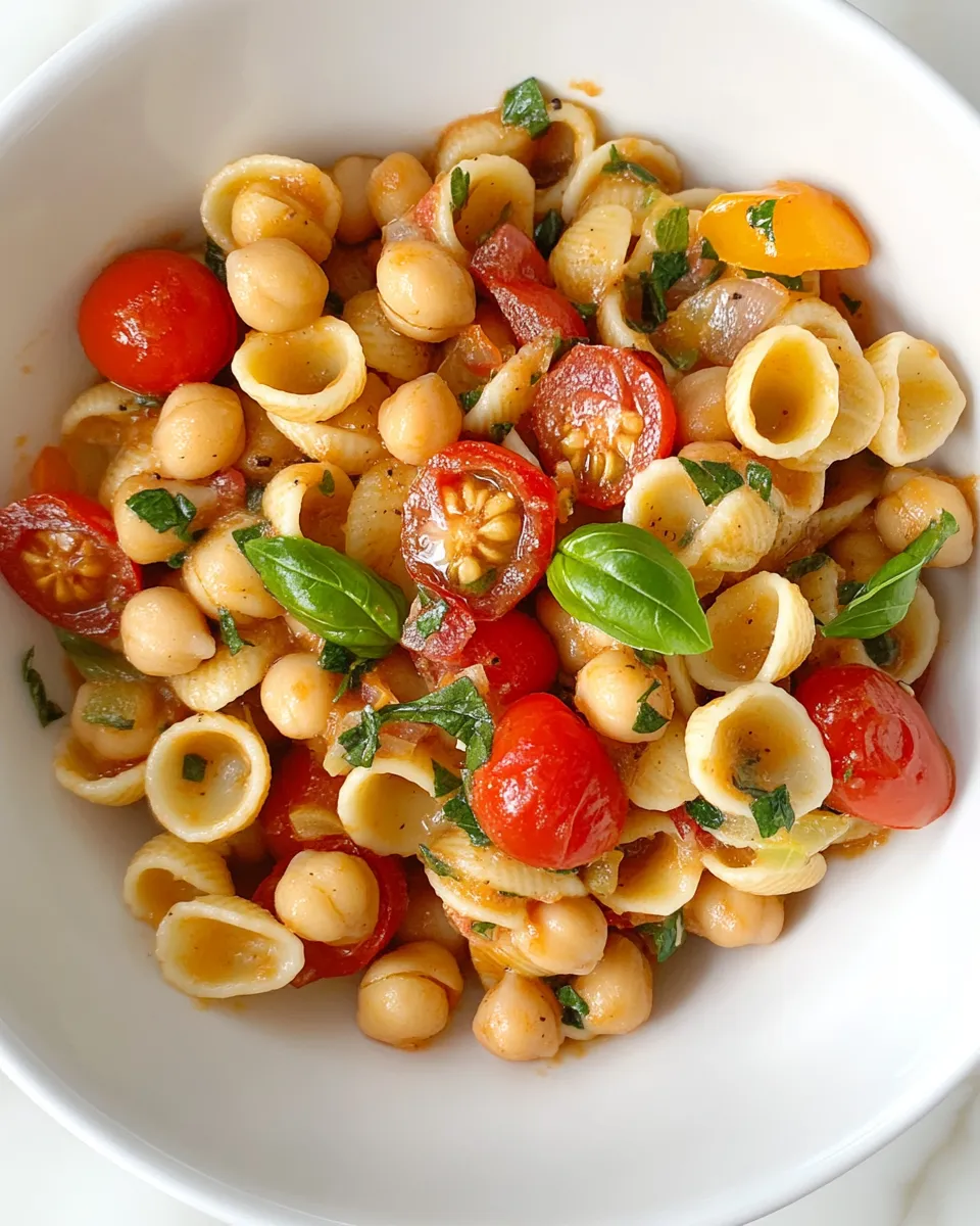 Easy Orecchiette Pasta, Chickpeas, and Cherry Tomatoes dish photo