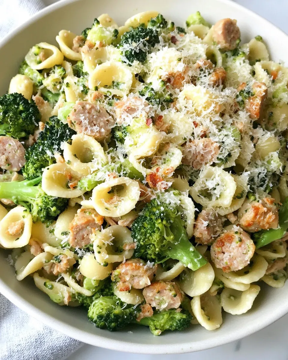 Homemade Orecchiette Pasta with Chicken Sausage and Broccoli photo
