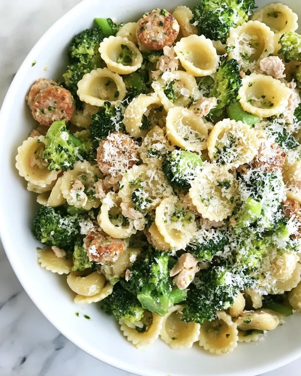 Delicious Orecchiette Pasta with Chicken Sausage and Broccoli shot