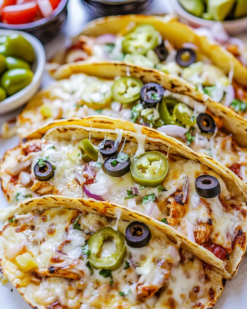 Homemade Oven Baked Barbecue Chicken Pizza Tacos recipe photo