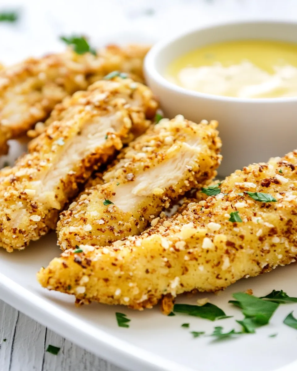 Delicious Oven Baked Crispy Pretzel Coated Chicken Fingers dish photo