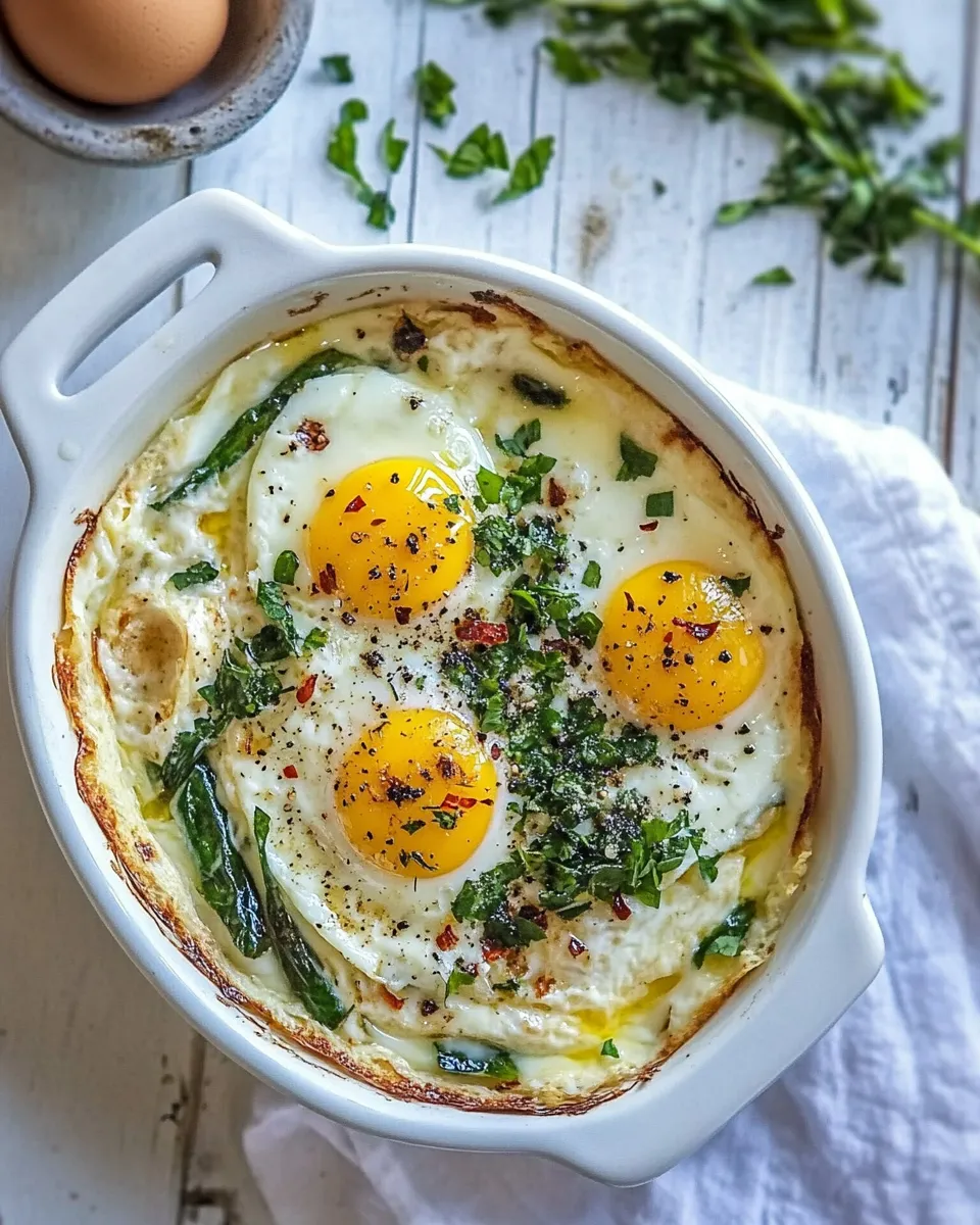 Delicious Oven Baked Eggs food shot