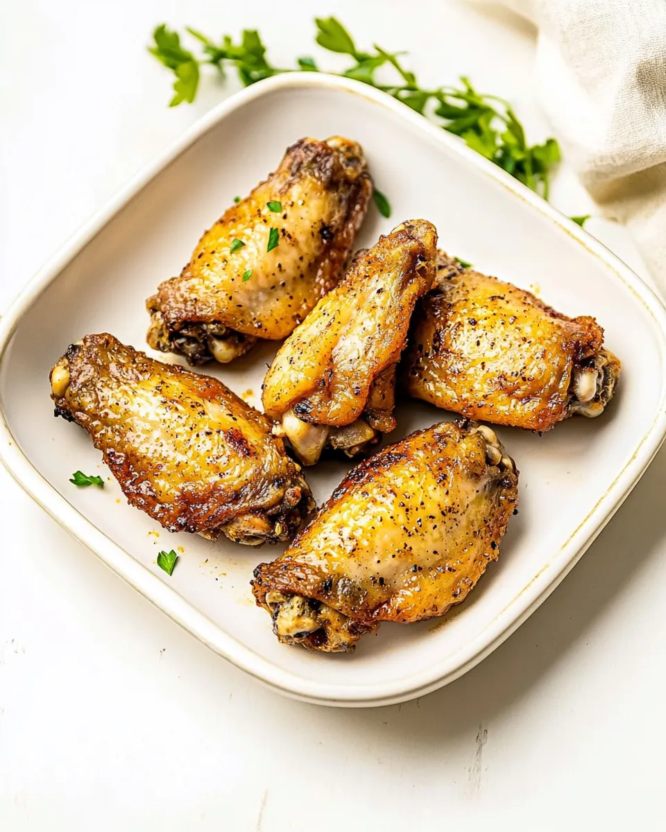 Delicious Pan-Fried Chicken Wings food shot
