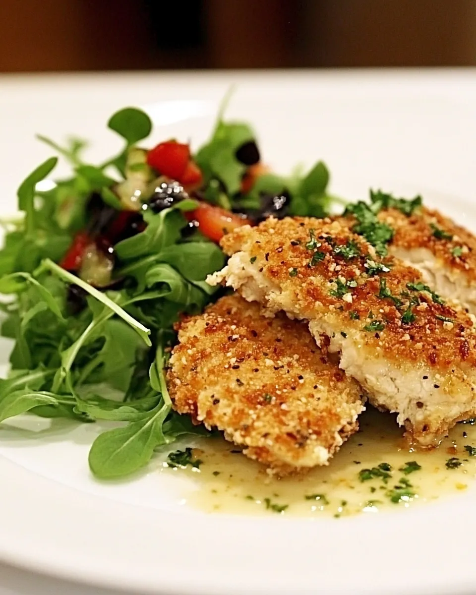 Classic Panko-Coated Chicken Schnitzel food shot