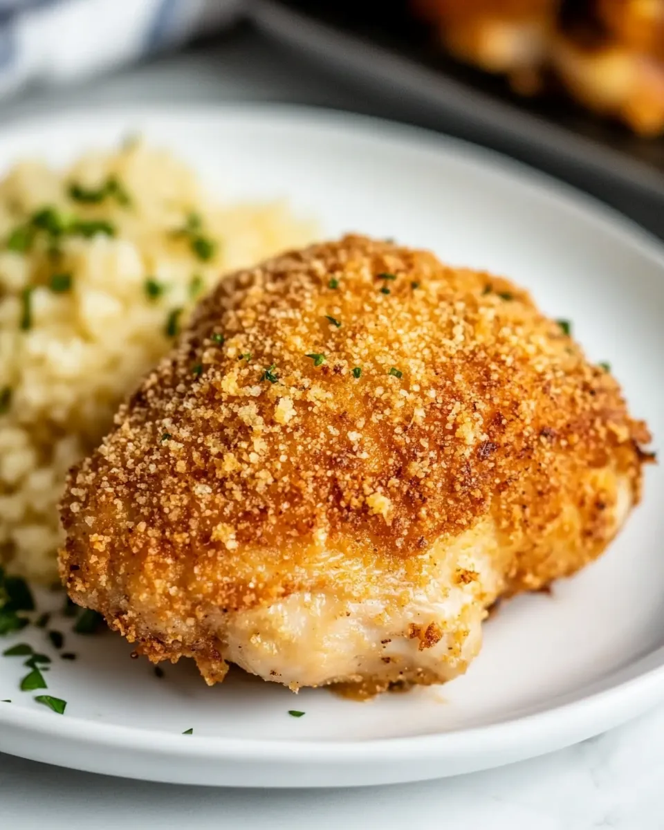Delicious Parmesan Crusted Air Fryer Chicken Thighs shot