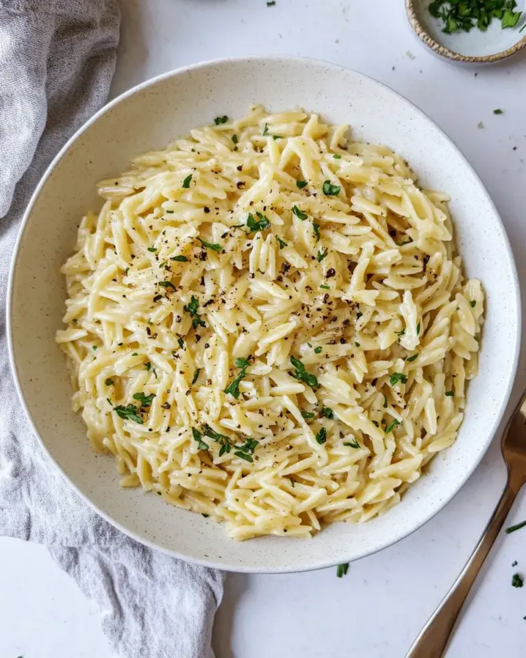 Homemade Parmesan Herb Orzo. photo