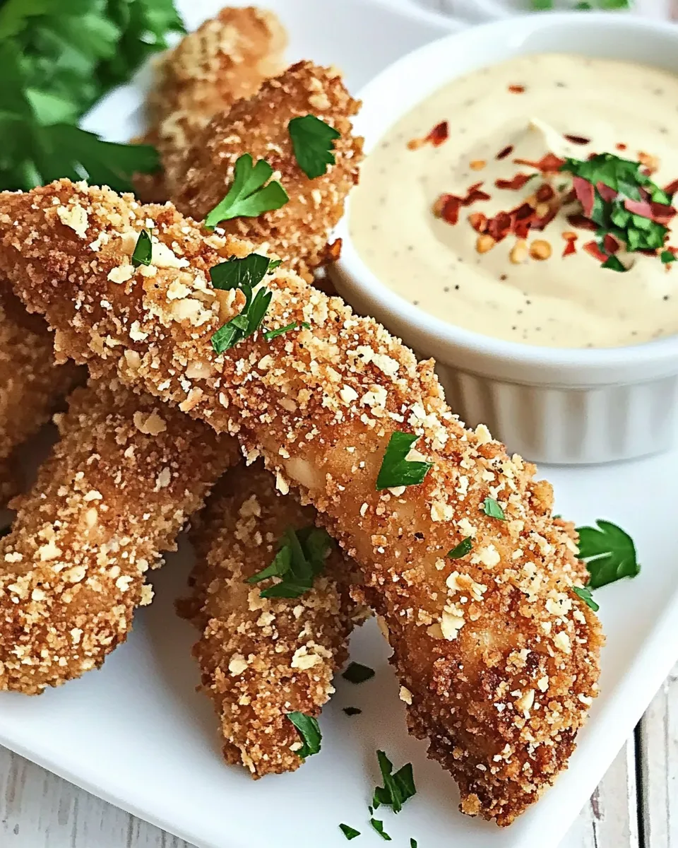 Easy Peanut Crusted Chicken Fingers food shot
