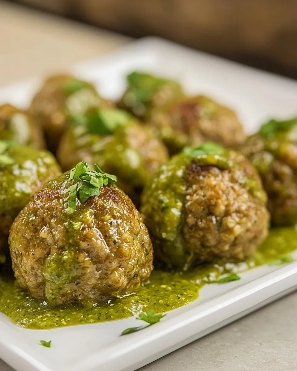 Homemade Peruvian Chicken Meatballs with Green Sauce (Drop Meatballs) photo