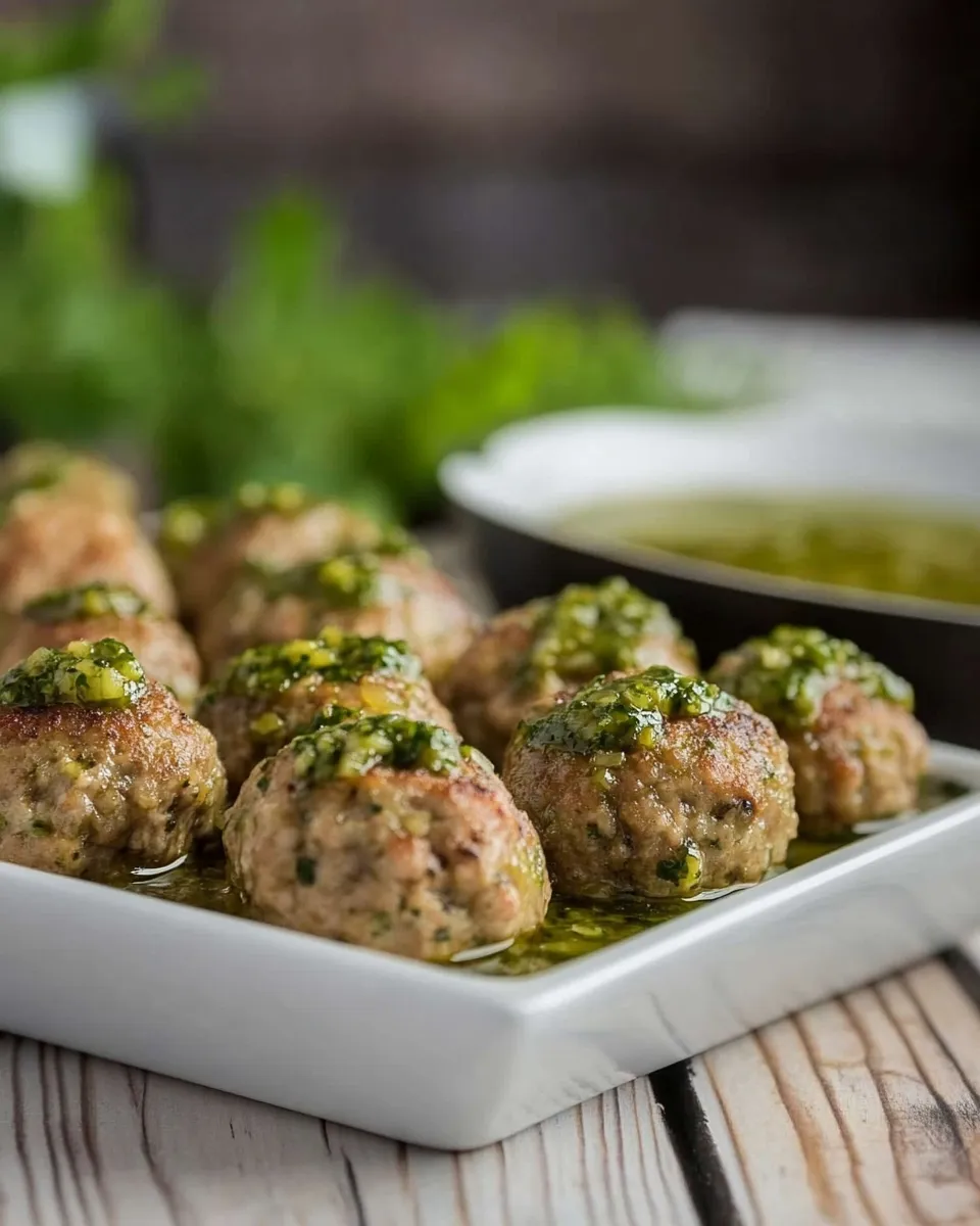 Easy Peruvian Chicken Meatballs with Green Sauce (Drop Meatballs) image