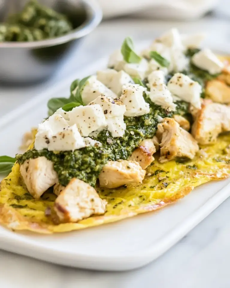 Homemade Pesto Chicken Omelette photo