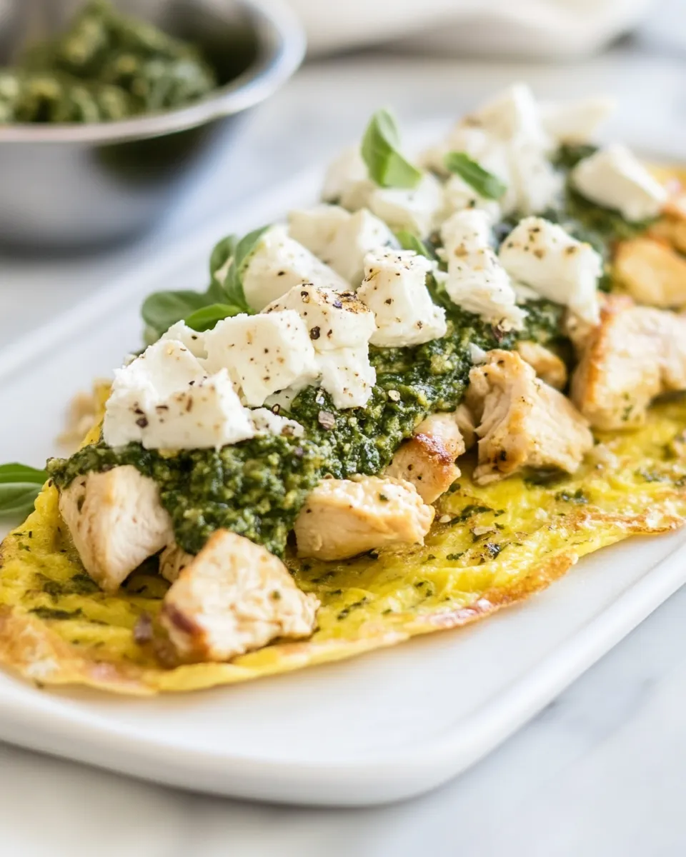 Homemade Pesto Chicken Omelette photo