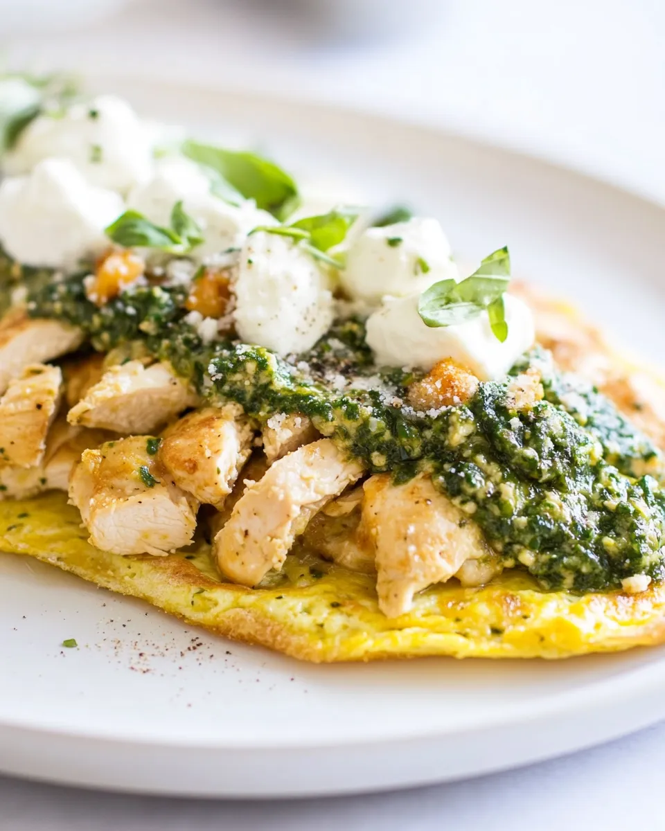 Easy Pesto Chicken Omelette dish photo