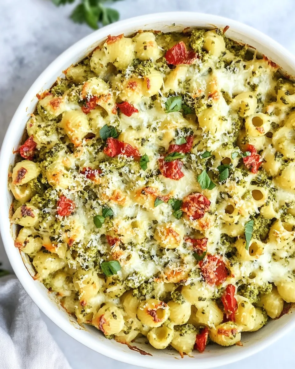 Delicious Pesto Chicken Pasta Bake shot