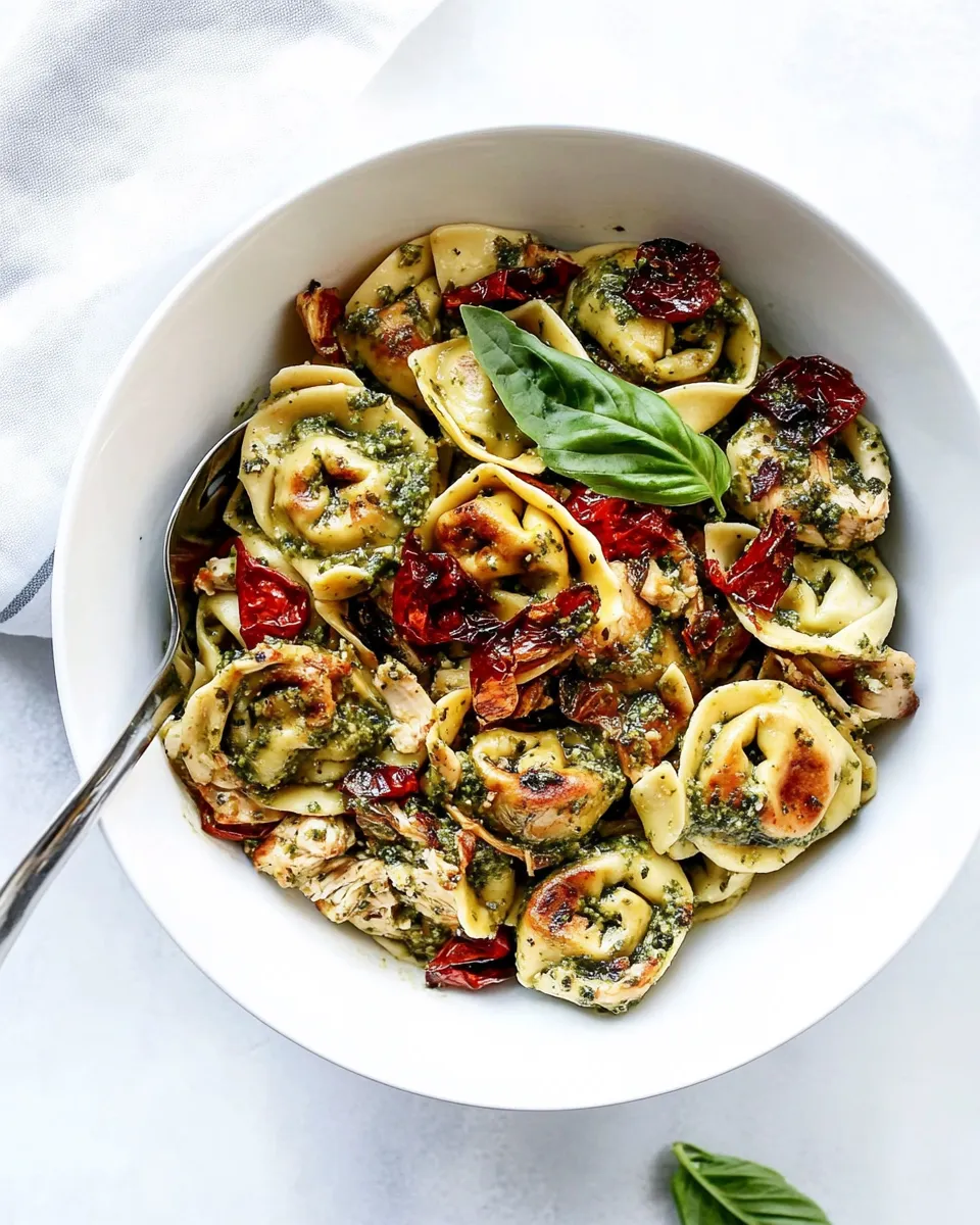 Quick Pesto Chicken Tortellini shot