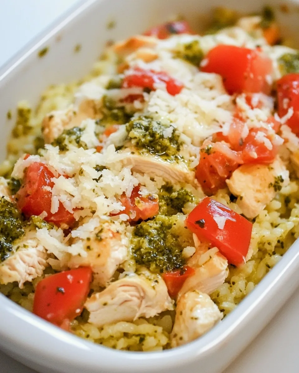 Easy Pesto Chicken and Rice Casserole recipe photo