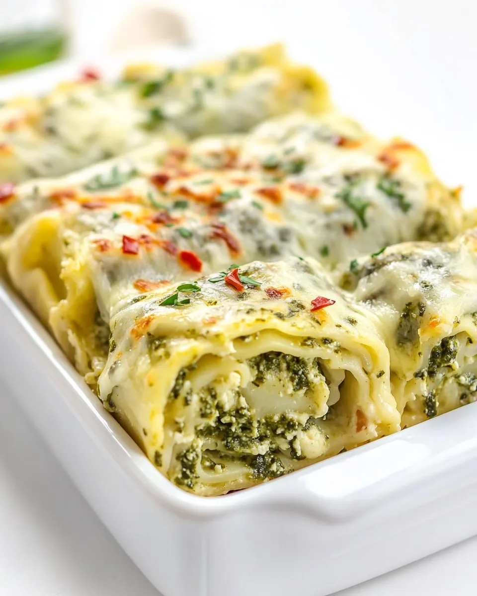 Tasty Pesto Lasagna Rolls shot