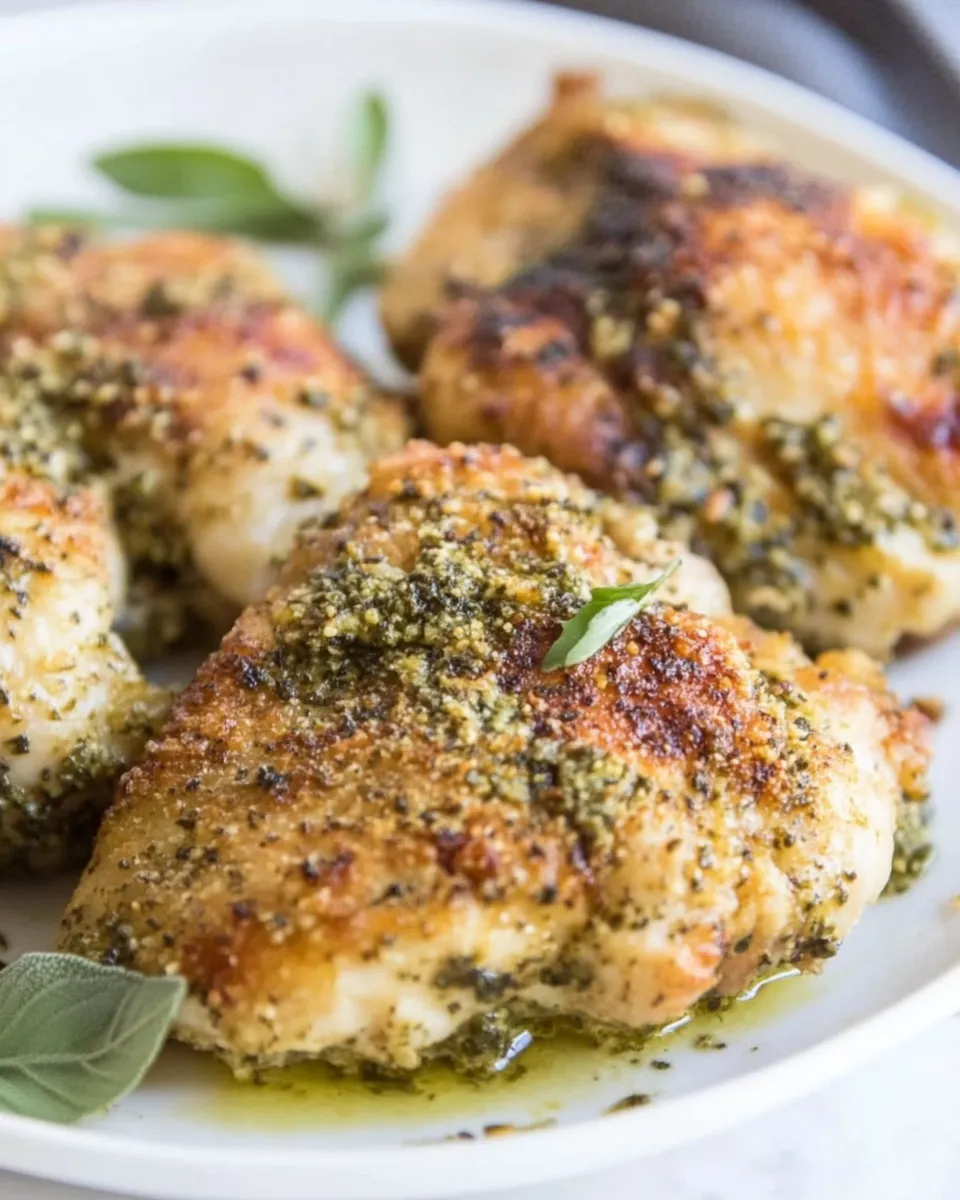 Easy Pesto Pan-Fried Chicken photo
