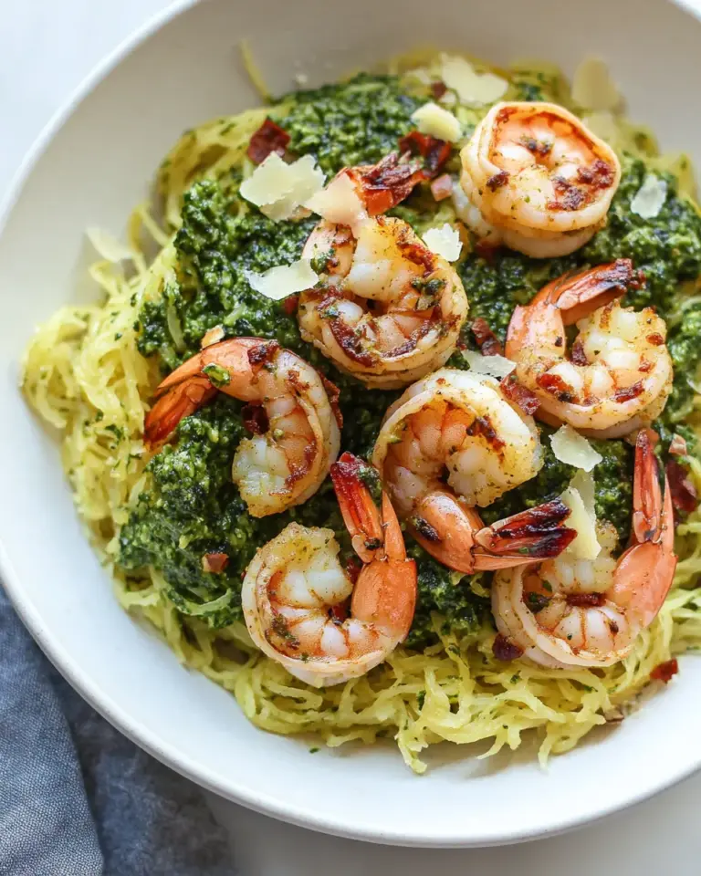 Easy Pesto Spaghetti Squash with Sauted Shrimp photo
