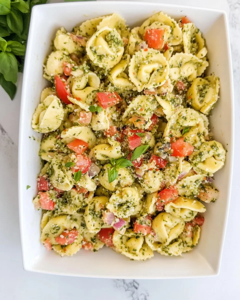 Quick Pesto Tortellini Salad shot