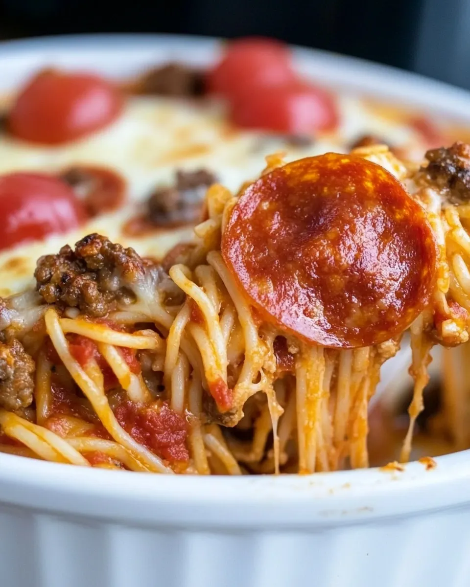 Delicious Pizza Spaghetti Casserole image