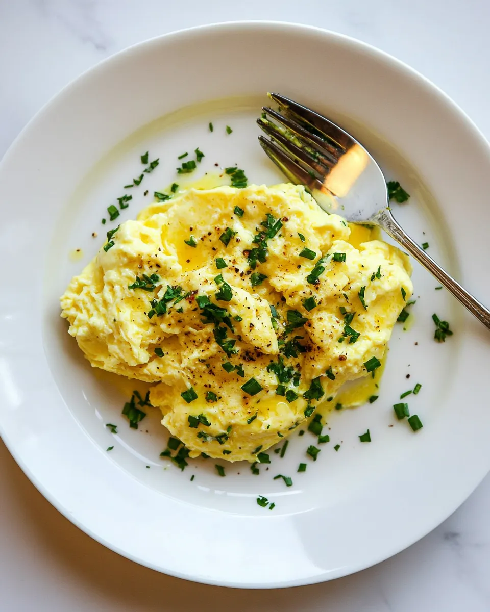 Delicious Poached Scrambled Eggs - Make Perfect Scrambled Eggs in Just 40 Seconds plate image