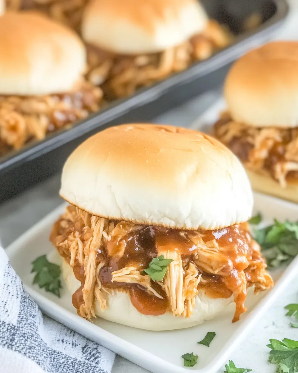 Delicious Pulled BBQ Chicken Sliders shot