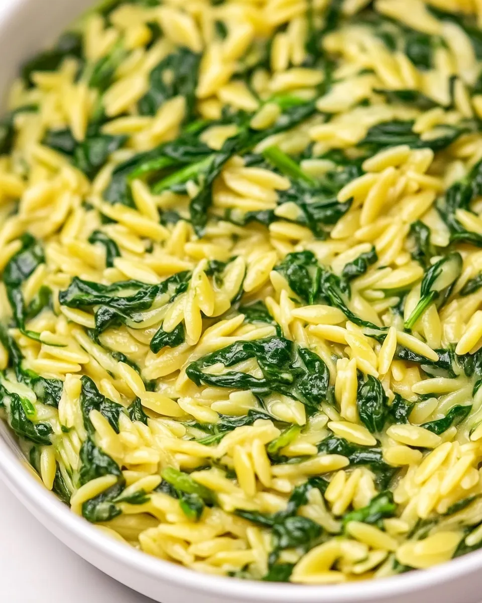 Delicious Quick & Easy Creamy Spinach Orzo image