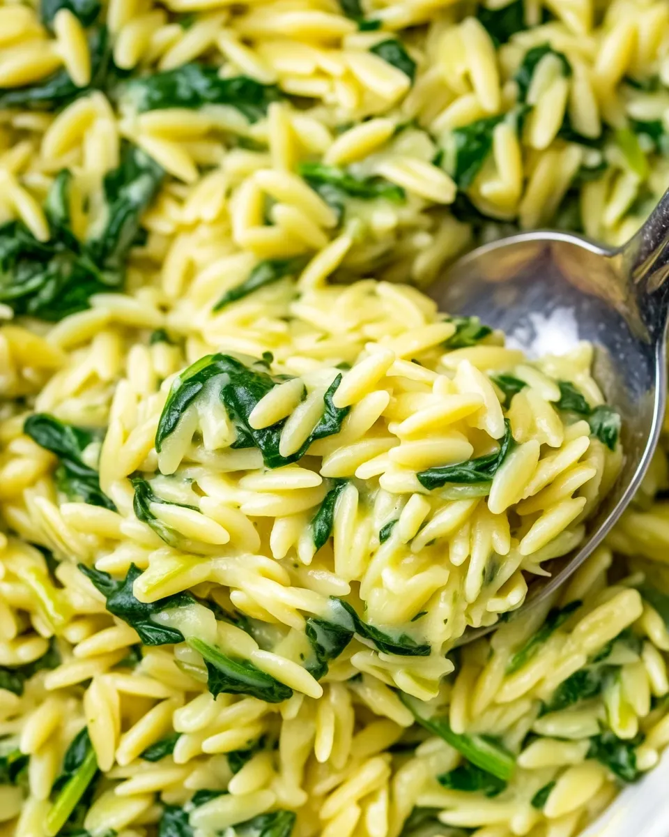 Healthy Quick & Easy Creamy Spinach Orzo recipe photo