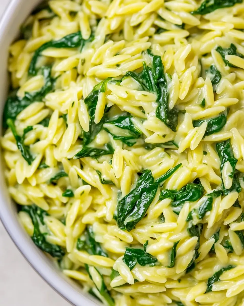 Savory Quick & Easy Creamy Spinach Orzo dish photo